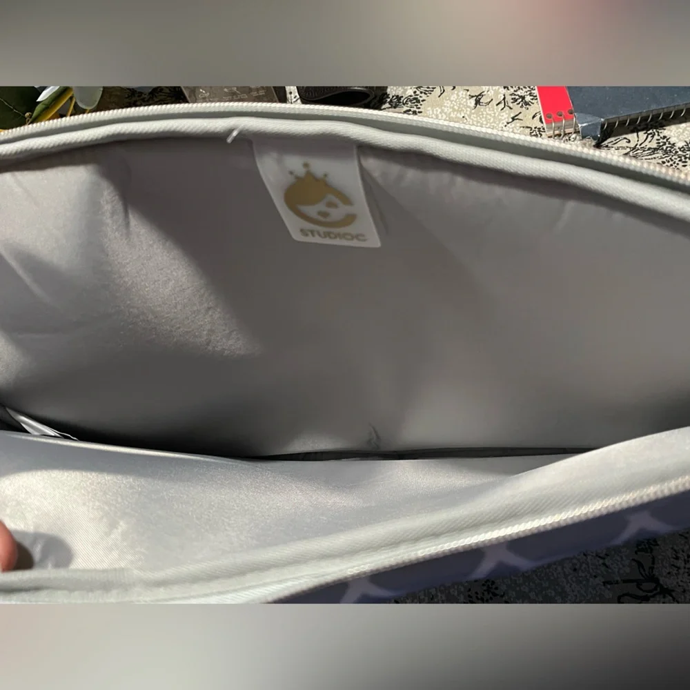 Studio C Gray and White Laptop Bag with Gold Accents
